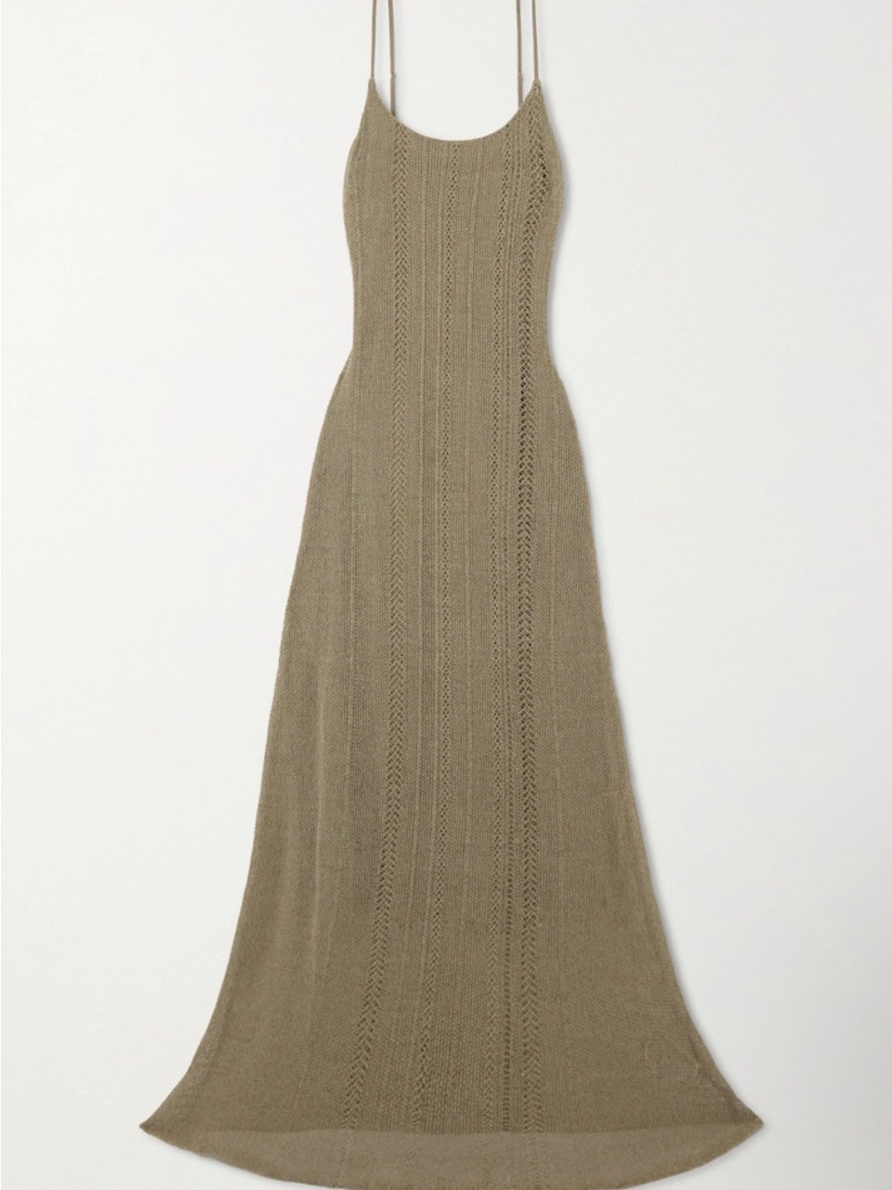 FAITHFULL Treillis crochet cotton blend Spaghetti Maxi Dress in Taupe - Picture 3 of 7